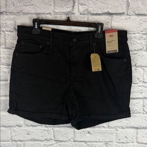 Levi's Women's Black Denim Shorts Mid-Length Size 33 NWT
